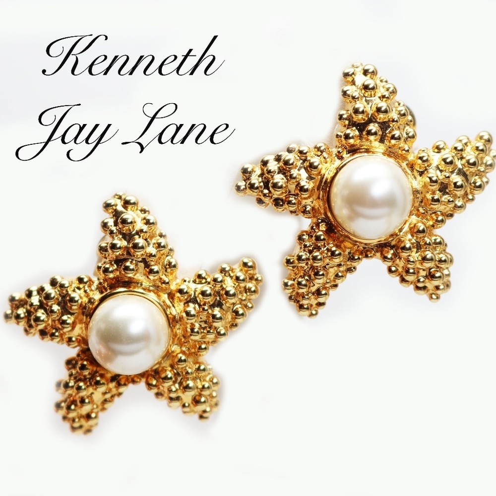 KENNETH JAY LANE PEARL STARFISH EARRINGS